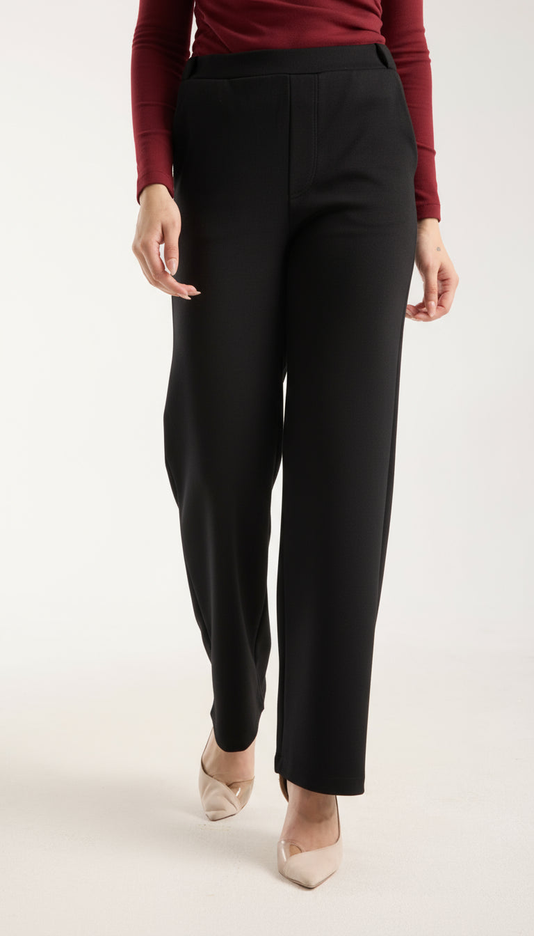 Esnek Orta Bel Düz Paça Pantolon