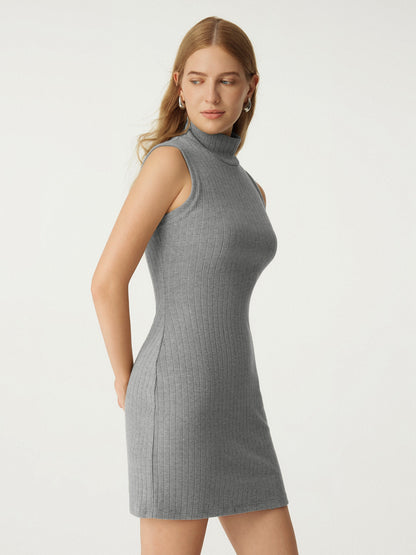 Zarif Kolsuz Mock-Neck Mini Elbise