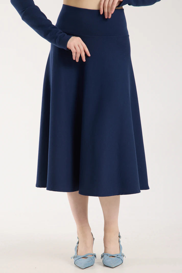 2 Parça set Puf Kollu Kayık Yaka Brami Üst & Korsajlı Kloş Etek