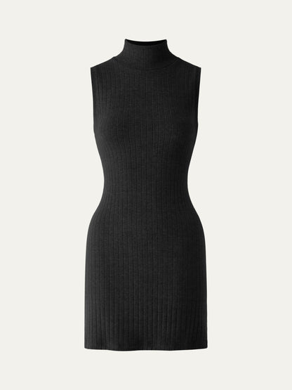 Zarif Kolsuz Mock-Neck Mini Elbise