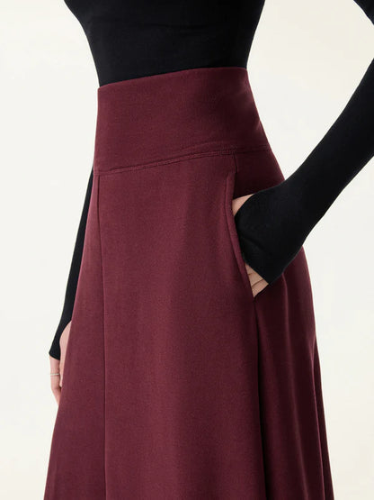 2 Parça Set Balıkçı Yaka Yarasa Kollu Brami ve Midi Cepli A Kesim Etek