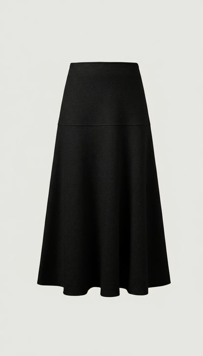 Yün Görünümlü Flared Maxi Etek