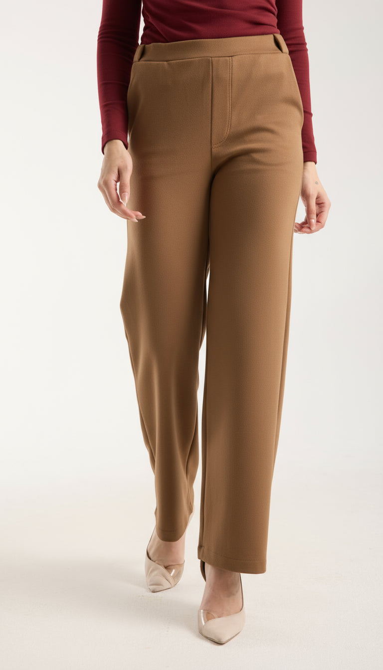 Esnek Orta Bel Düz Paça Pantolon