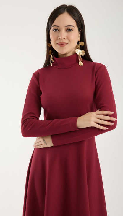 Heat-Tech Yüksek Yaka Midi Elbise