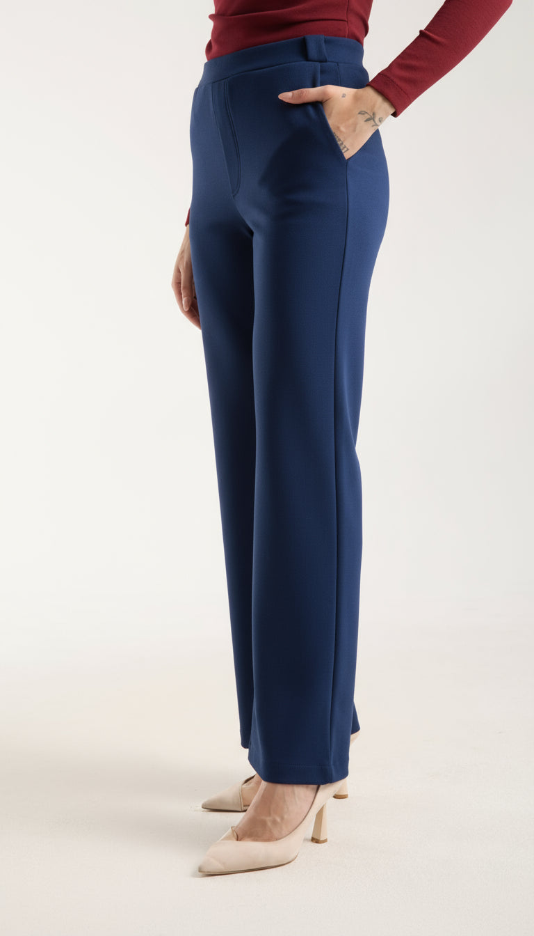 Esnek Orta Bel Düz Paça Pantolon