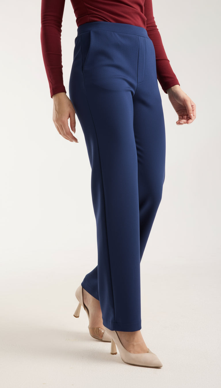 Esnek Orta Bel Düz Paça Pantolon