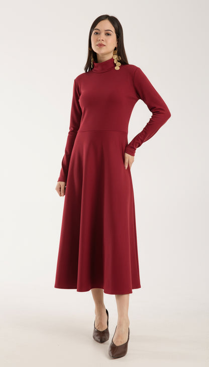 Heat-Tech Yüksek Yaka Midi Elbise
