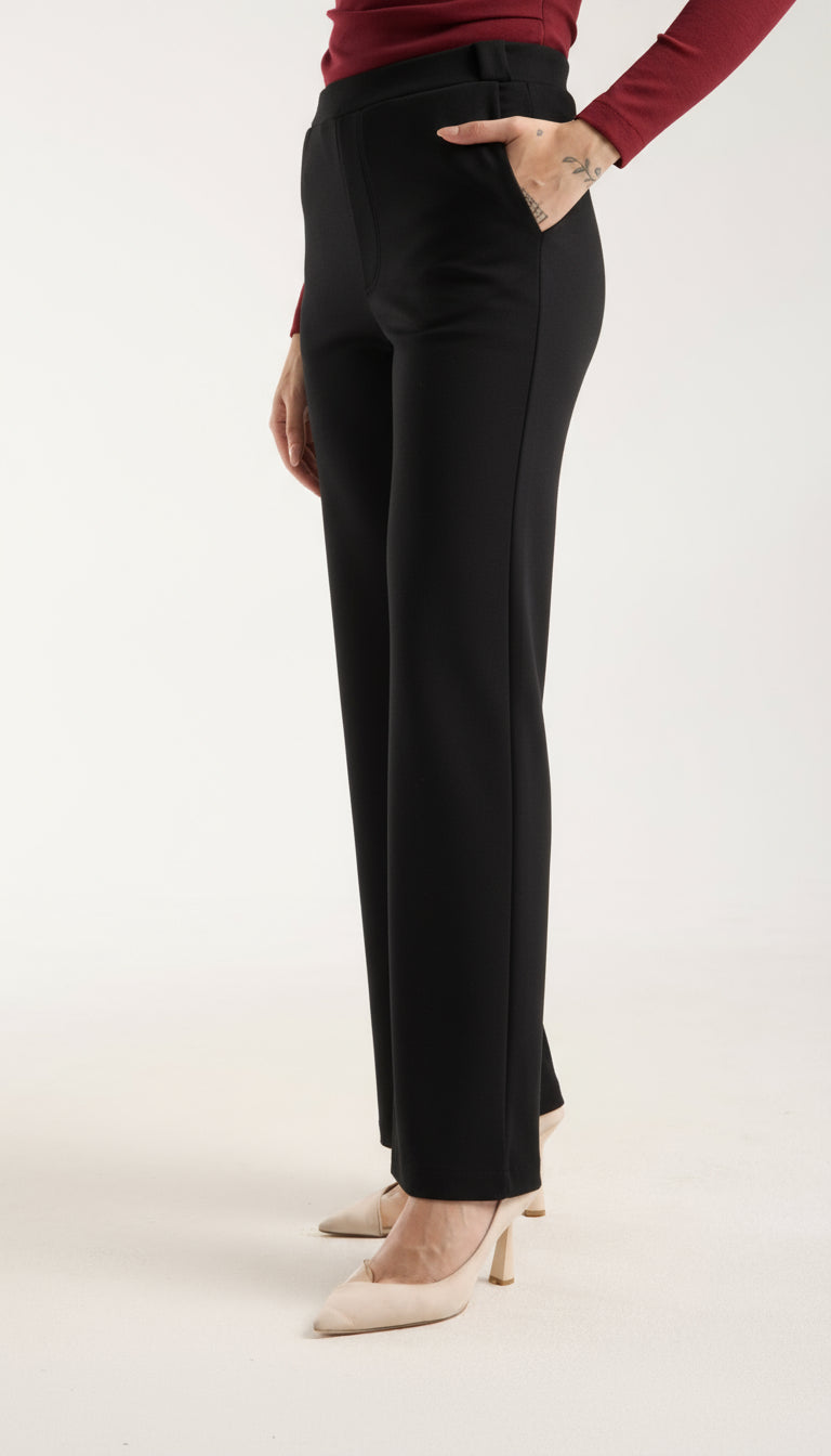 Esnek Orta Bel Düz Paça Pantolon