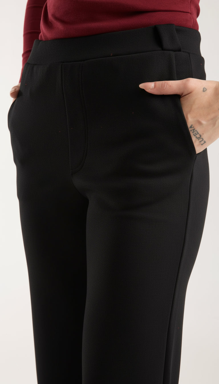 Esnek Orta Bel Düz Paça Pantolon