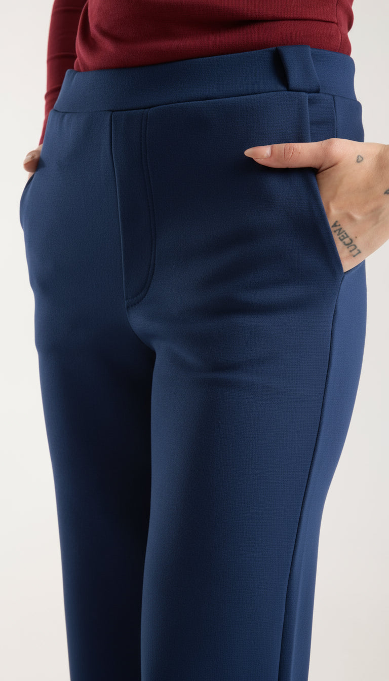 Esnek Orta Bel Düz Paça Pantolon