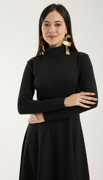 Heat-Tech Yüksek Yaka Midi Elbise