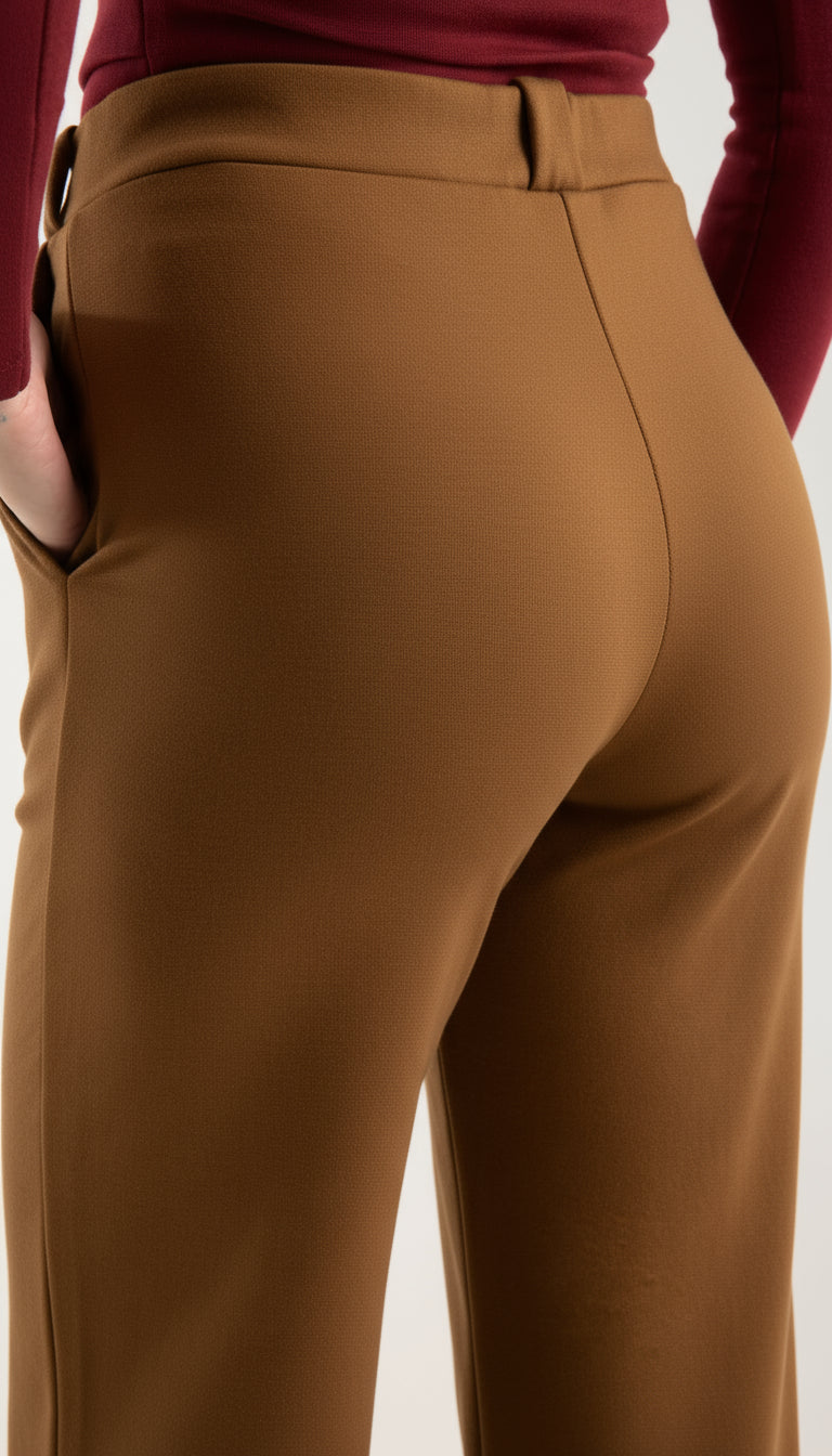 Esnek Orta Bel Düz Paça Pantolon