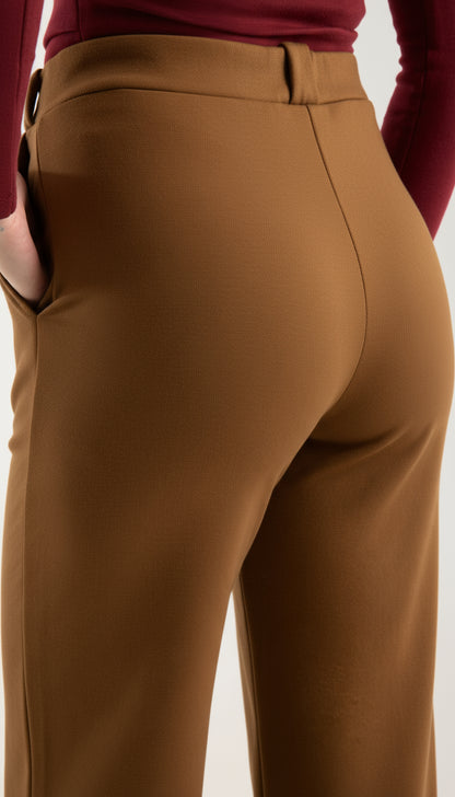 Esnek Orta Bel Düz Paça Pantolon