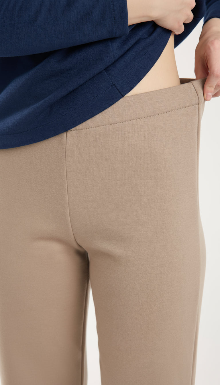 Dokulu Orta Bel Pull-on Pantolon