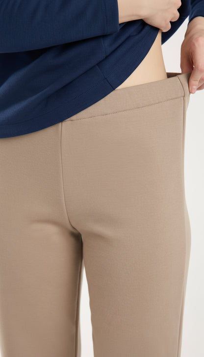 Dokulu Orta Bel Pull-on Pantolon