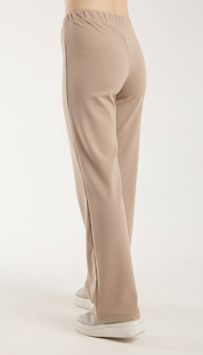 Dokulu Orta Bel Pull-on Pantolon