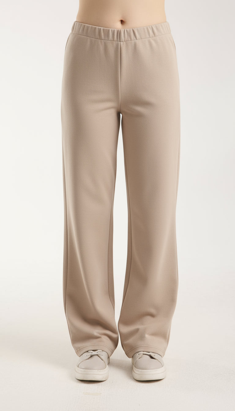 Dokulu Orta Bel Pull-on Pantolon