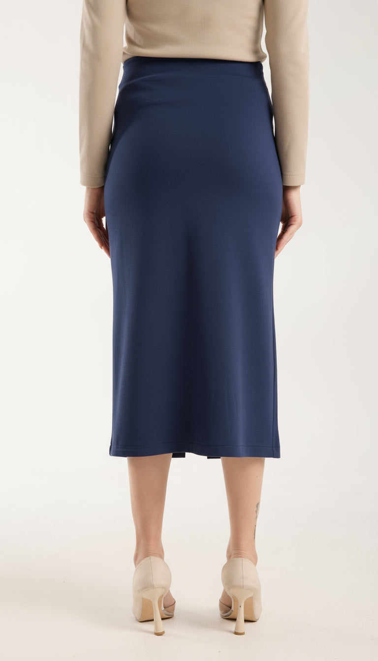 Cep Detaylı Önden Yırtmaçlı Kalem Etek