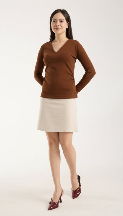 V Yaka Yandan Büzgülü Brami Üst