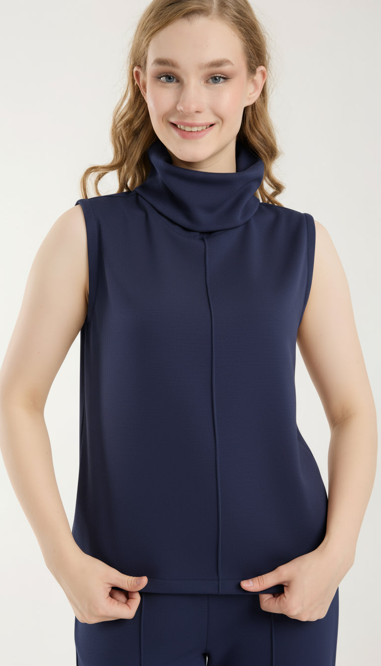 2'li Takım Yırtmaç Detaylı Üst & Yüksek Bel Düz Kesim Pantolon