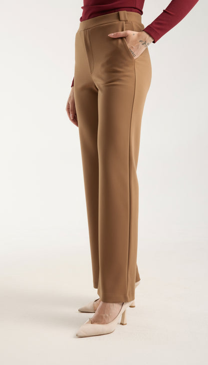 Esnek Orta Bel Düz Paça Pantolon