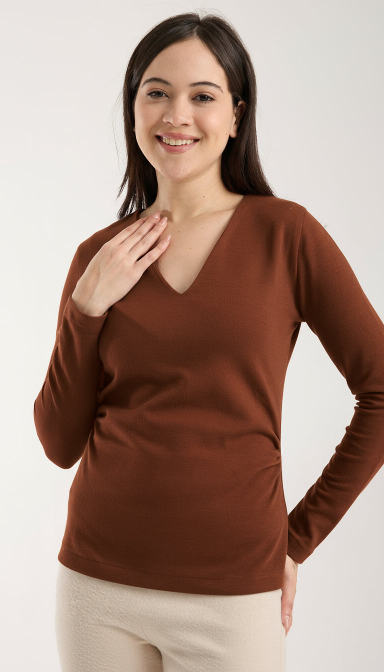 V Yaka Yandan Büzgülü Brami Üst