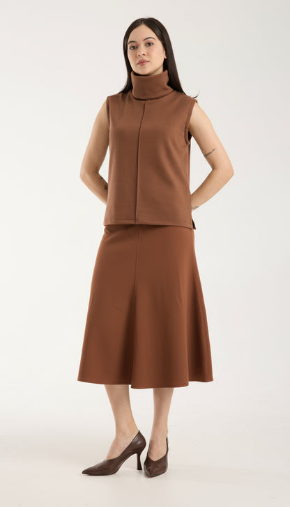 2'li Takım Yırtmaç Detaylı Üst & Yüksek Bel Midi Etek