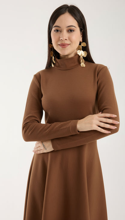 Heat-Tech Yüksek Yaka Midi Elbise