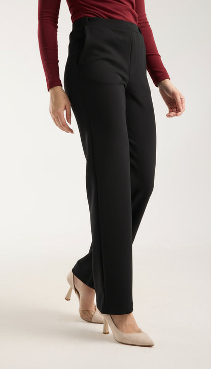 Esnek Orta Bel Düz Paça Pantolon