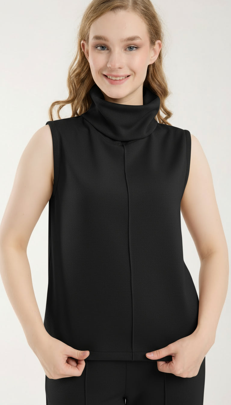 2'li Takım Yırtmaç Detaylı Üst & Yüksek Bel Düz Kesim Pantolon