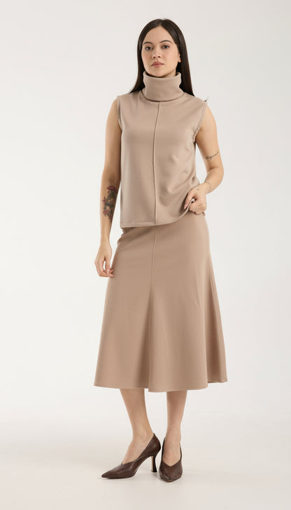 2'li Takım Yırtmaç Detaylı Üst & Yüksek Bel Midi Etek