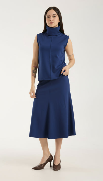 2'li Takım Yırtmaç Detaylı Üst & Yüksek Bel Midi Etek