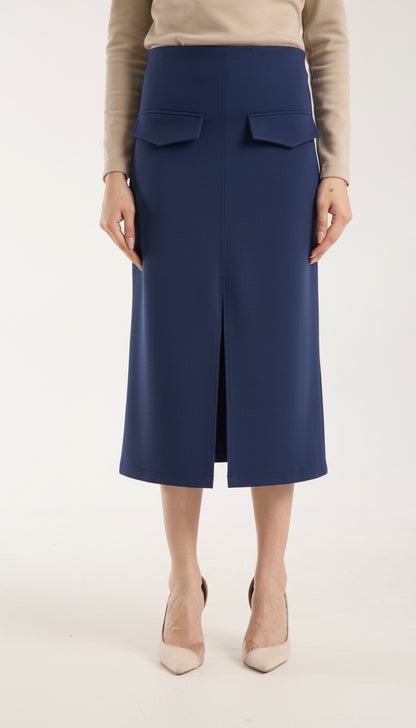 Cep Detaylı Önden Yırtmaçlı Kalem Etek