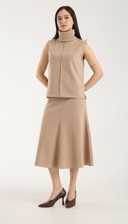 2'li Takım Yırtmaç Detaylı Üst & Yüksek Bel Midi Etek