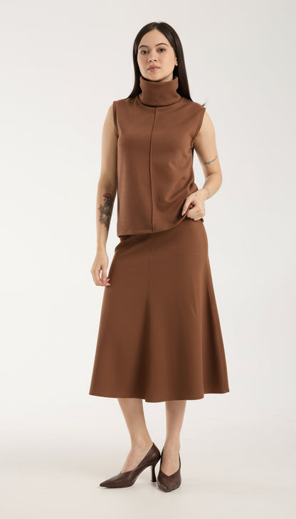 2'li Takım Yırtmaç Detaylı Üst & Yüksek Bel Midi Etek