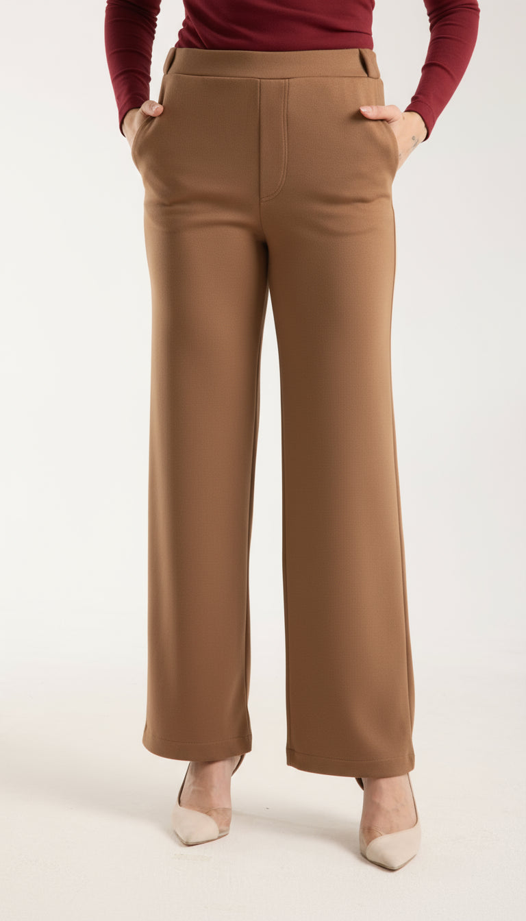 Esnek Orta Bel Düz Paça Pantolon