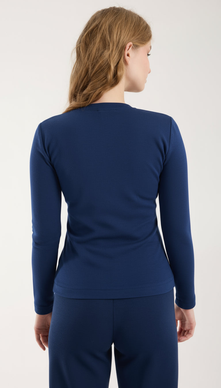 Asimetrik Düğme Detaylı Brami Üst