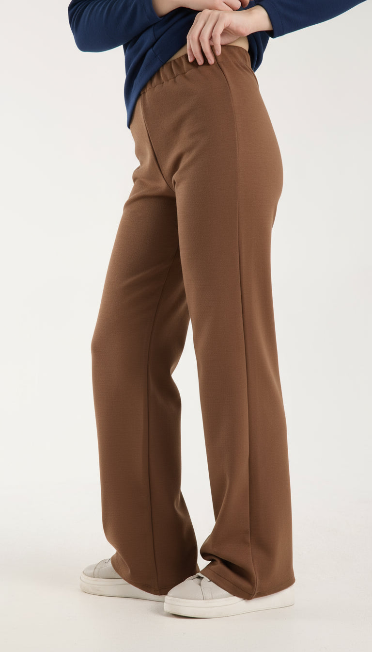 Dokulu Orta Bel Pull-on Pantolon