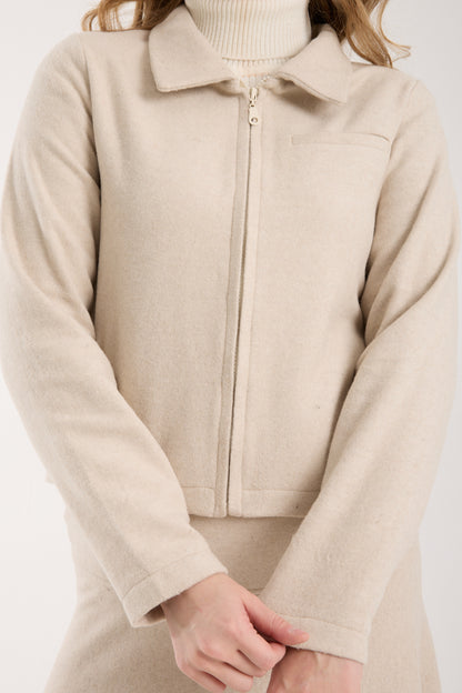 2 Parça Set Tam Fermuarlı Kısa Ceket ve Kloş Uzun Etek