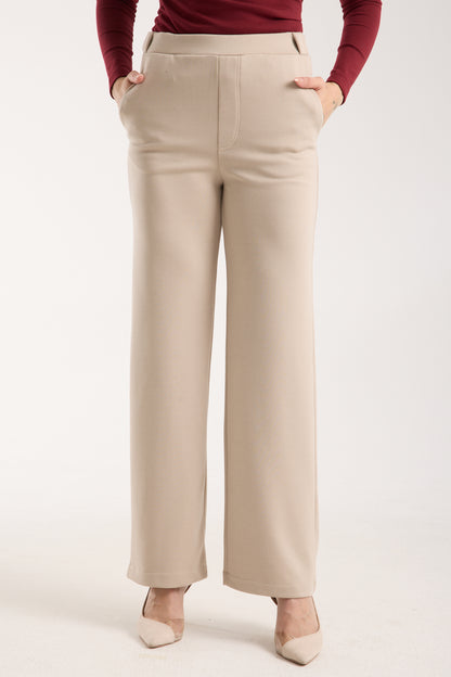 Esnek Orta Bel Düz Paça Pantolon