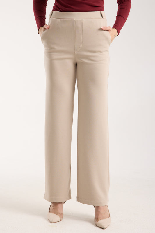 Esnek Orta Bel Düz Paça Pantolon