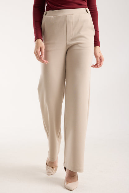Esnek Orta Bel Düz Paça Pantolon