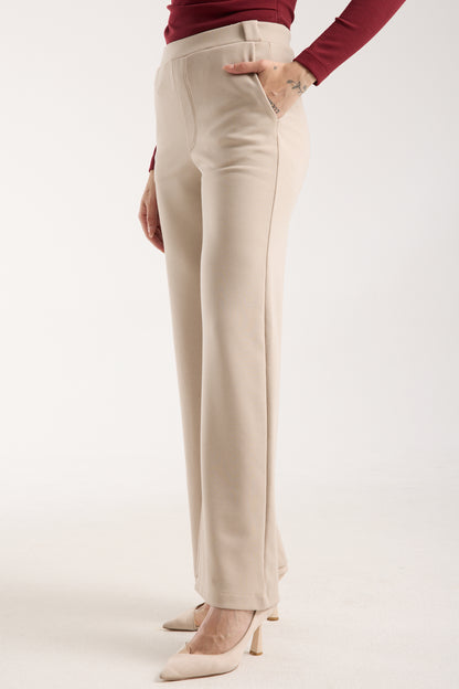 Esnek Orta Bel Düz Paça Pantolon