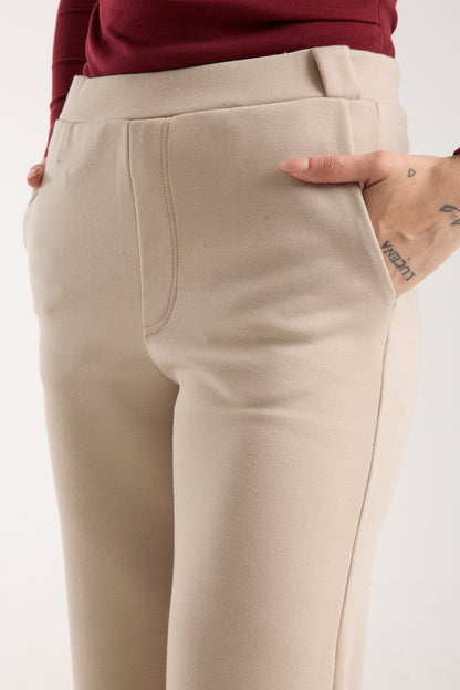 Esnek Orta Bel Düz Paça Pantolon