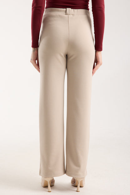 Esnek Orta Bel Düz Paça Pantolon