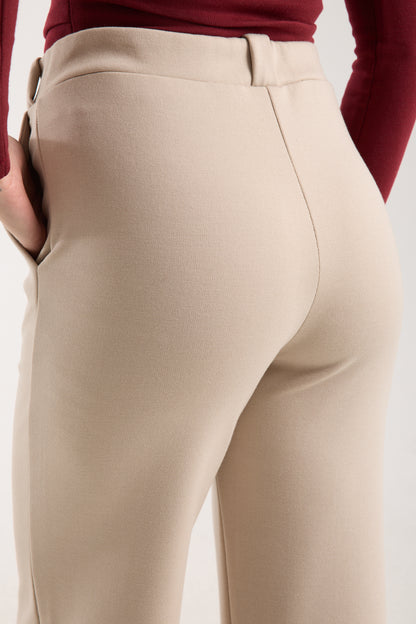 Esnek Orta Bel Düz Paça Pantolon