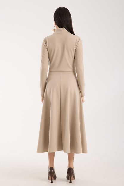 Heat-Tech Yüksek Yaka Midi Elbise