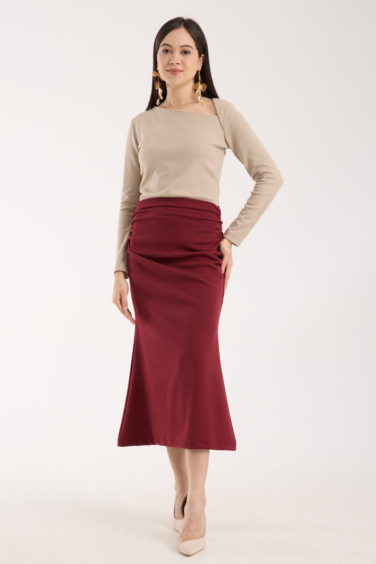 Yandan Büzgülü Deniz Kızı Etek