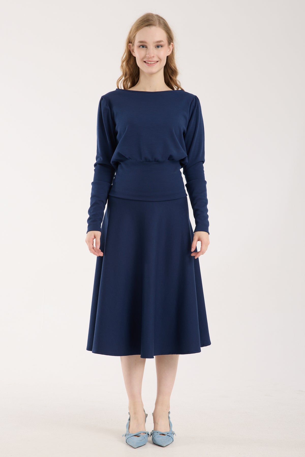 Puf Kollu Kayık Yaka Brami Üst