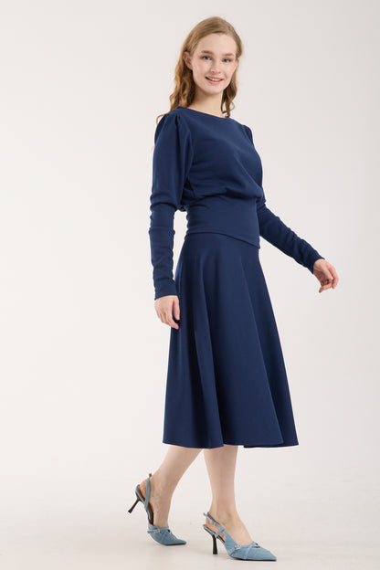 Puf Kollu Kayık Yaka Brami Üst